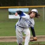 Nick Young lets a pitch fly in Mondays game.(Photo by Jim Waller/Whidbey News Group)