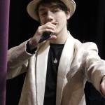 Arlen E. Rankin impersonates singer Tom Jones in South Whidbey High Schools production of Just Another High School Play.