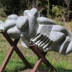 Hank Nelson prefers not to label his outdoor work at Cloudstone Sculpture Park with titles, saying, I want people to use their imagination. One visitor likened this sculpture to the juvenile gray whale that recently died from being malnourished and washed up on a Whidbey beach.