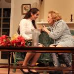 High school student Trinity Slowik, playing the character Midge Harvey, held her own in scenes with long-time actress Ingrid Schwalbe, playing the formidable Miss Lucy Angkatell in The Hollow, at Whidbey Playhouse until April 29. Photo by Patricia Guthrie/Whidbey News Group