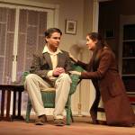 Is it an unconventional marriage proposal? Or perhaps something else causes Trinity Slowik (Midge Harvey) to kneel beside Warren Rogers (Edward Angkatell) near the end of the play, The Hollow, at Whidbey Playhouse April 13-29.