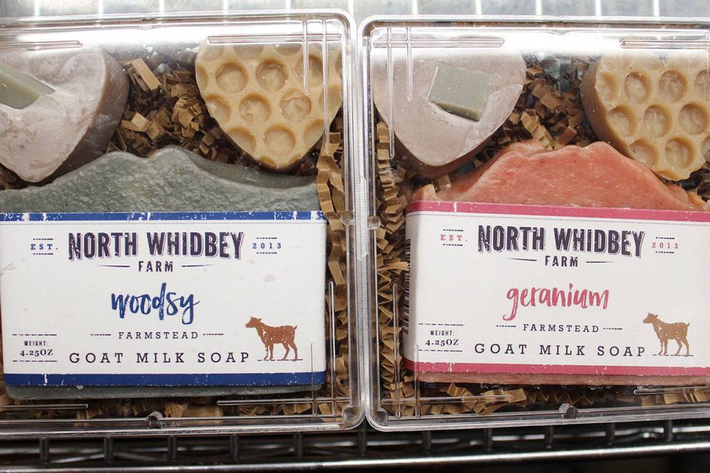 A sample of the soap made from goats milk and a variety of flowers, herbs and plants at North Whidbey Farm. Products are sold at Coupeville Farmers Market, 3 Sisters store and online.