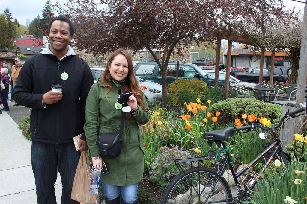 Sherwyn Augusta, left, joined the whale riders with his friend, Johana Suarez. She learned about it when Island Transit made a presentation at Skagit Valley College. She sent me a text saying were going to do this Saturday, Augusta laughed. Living in Oak Harbor, neither one of them had ever visited Langley.