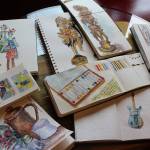 Whidbey Island Sketchers often show their work to one another with a throwdown over a glass of wine or two.