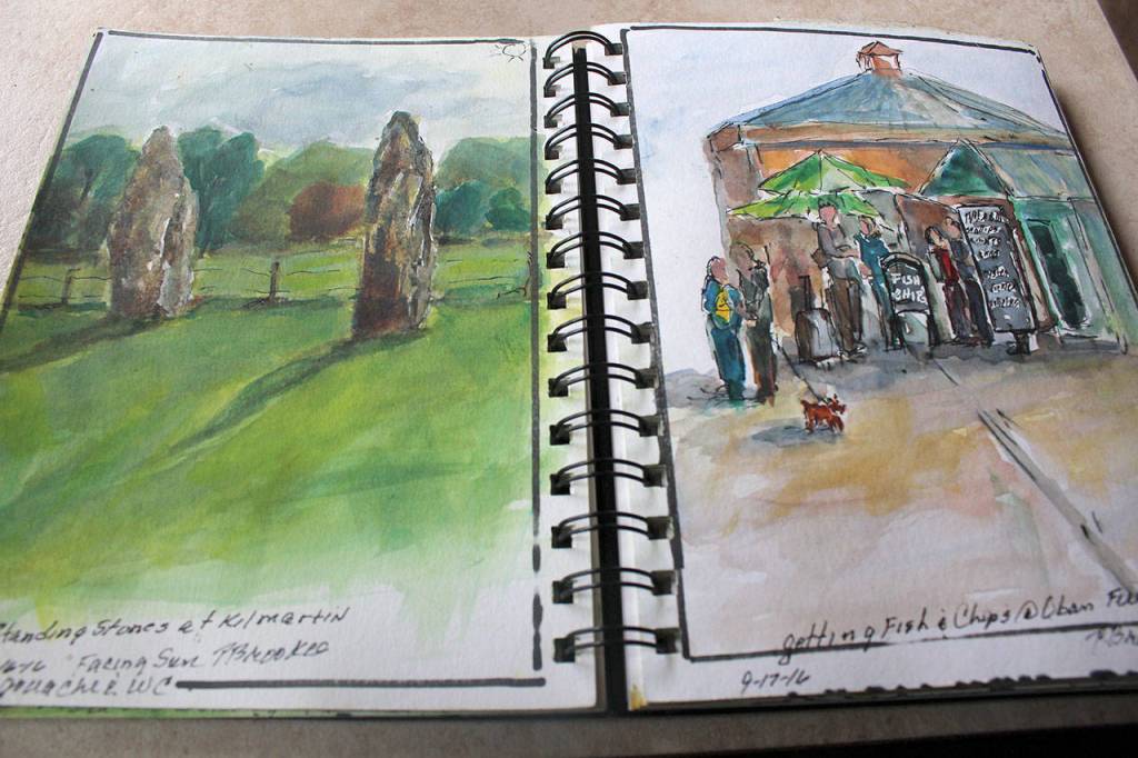 Pages from Pat Brookes sketch journal when she visited England. This has grown on me, she said. Taking the time to sit and sketch is really a great way to feel a trip. Looking back on the drawings, you really remember the moment.
