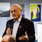 At a meeting Monday night, Island County Sheriff Mark Brown discusses the advantage of having a mental health crisis stabilization center and detox facility in Island County. These types of services are not available and deputies have to transport individuals to facilities in Burlington, Anacortes and Everett. Photo by Laura Guido/ Whidbey News Group