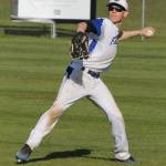 South Whidbey right fielder Hunter Bova throws the ball back to the infield after a Concrete base hit. (Photo by Jim Waller/Whidbey News Group)