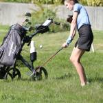 Slyssa Ludtke chips out of the rough in Wednesdays match.(Photo by Jim Waller/Whidbey News Group)