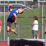 Larsen Christiansen competes in the high jump for the Falcons.(Photo by Matt Simms)