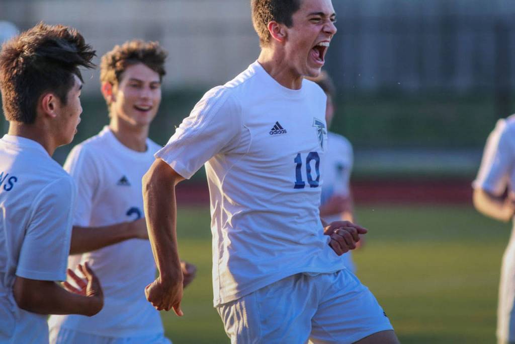 Michael Lux (10) reacts to scoring a go-ahead goal.(Photo by Matt Simms)