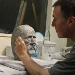 Jon Bloom works on one of his clay portraits at Freeland Art Studios. Photos by Patricia Guthrie/Whidbey News Group