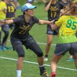 Kiana Henny defends in a match with Oregon during the regional tournament. (submitted photo)