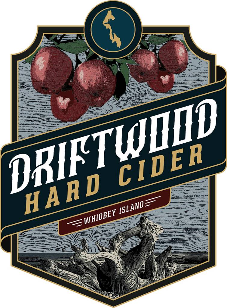 Logo for Driftwood Hard Cider thats on tap at three Whidbey bars and restaurants.
