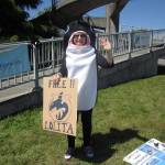 Pat Price wearing her orca disguise. Photo provided