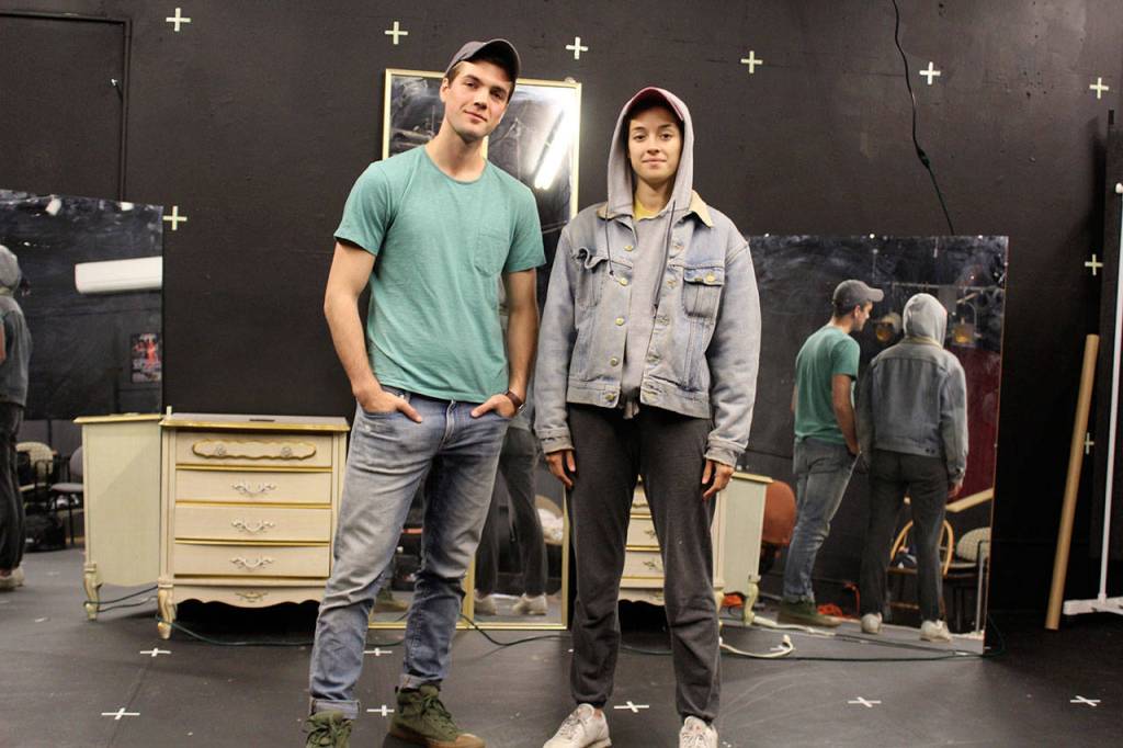 Scorch is a one-person play, performed by Carmen Berkeley (right). Director and co-producer Ty Molbak went to middle school in Langley. Both will be seniors at Rutgers University in the fall. Photo by Patricia Guthrie/Whidbey News Group