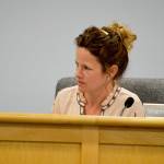 Planning Commission member Shannon Williams listens during a planning commission meeting Monday. At the meeting, she said People who want to be here will work for it during a discussion about the goals of the housing element of the comprehensive plan. The timeline of the almost-complete element shifted significantly because of her and other members concerns. Photo by Laura Guido/Whidbey News Group