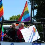 Friends Jill Hershberger and Melahn Murphy rode in the decorated truck of St. Augustines in-the-Woods Episcopal Church.