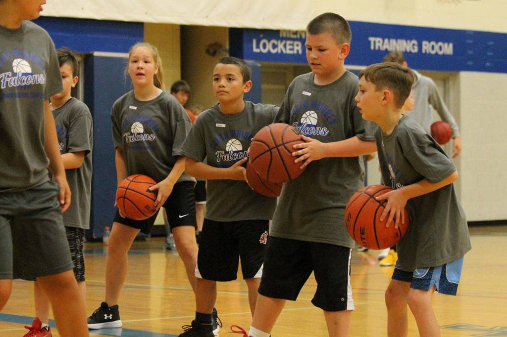 A group of campers perform a pivoting drill.(Photo by Jim Waller/South Whidbey Record)