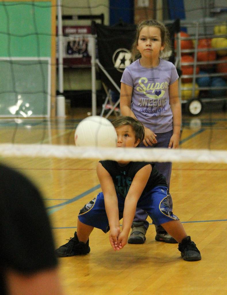Jolene Coleman passes while Eleida Bonnell waits her turn.(Photo by Jim Waller/South Whidbey Record)