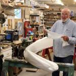 Woodworker Ken Price used the same material and layering system he uses when repairing boats, such as sheets of fiberglass. I basically built a hull around it to preserve it, he said. The blue whale jaw bone is scheduled to be moved back to the Langley Whale Center Wednesday.