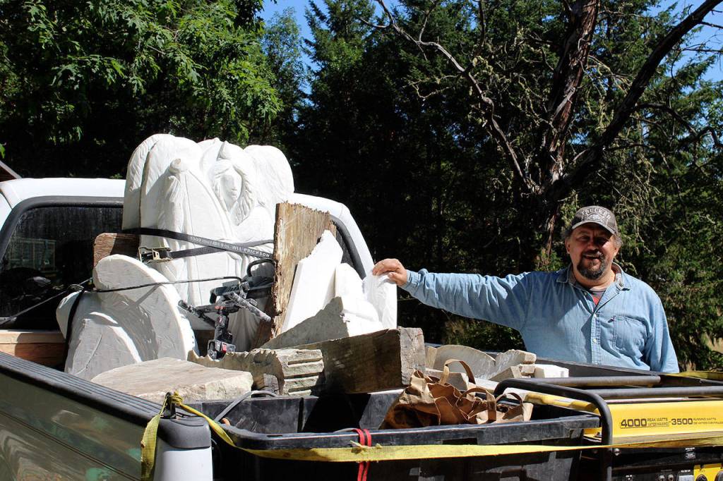Artist Alexei Kazantsev lived on Whidbey for many years but now lives in Colorado and he has a studio in New Orleans. Recently, he returned to Freeland to pick up an Italian marble sculpture he is creating for a church. (Photo by Patricia Guthrie/Whidbey News Group)                                .