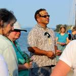 Fredrick Lane, Lummi Nation councilman, speaks at Wednesdays gathering. The plight of Southern Resident killer whales living in dire wild conditions was discussed along with the health and spirit of Tokitae, the last surviving Penn Cove killer whale living in captivity.