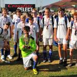 The South Whidbey Islanders show off their trophy and medals after placing 2nd in the Crossfire tournament in July. (Submitted photo)