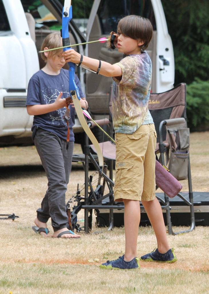 Griffin Arndt zeroes in on the target.(Photo by Jim Waller/South Whidbey Record)