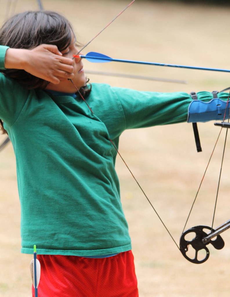 Liam Akhtar gets ready to let an arrow fly.(Photo by Jim Waller/South Whidbey Record)