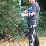 Oliver Ehlers plans his next shot.(Photo by Jim Waller/South Whidbey Record)