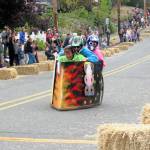 Photo by Dave Felice / Whidbey News Group                                The Sprinklz car, driven by Johnny Pultro, was the most successful of the day, crossing the finish line first in all of its stages of the Soup Box Derby Sunday in Langley.