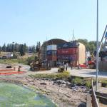 The 240-foot long ship will be slowly moved across Shoreline Drive towardHolmes Harbor using a slide system on two tracks that extend out into the water. Saturdays evening low tide provides an opportunity to get the ship to the waters edge and wait for the rising tide to float it off.