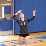 Emma Hodson gets ready to smack a serve Saturday.(Photo by John Fisken)