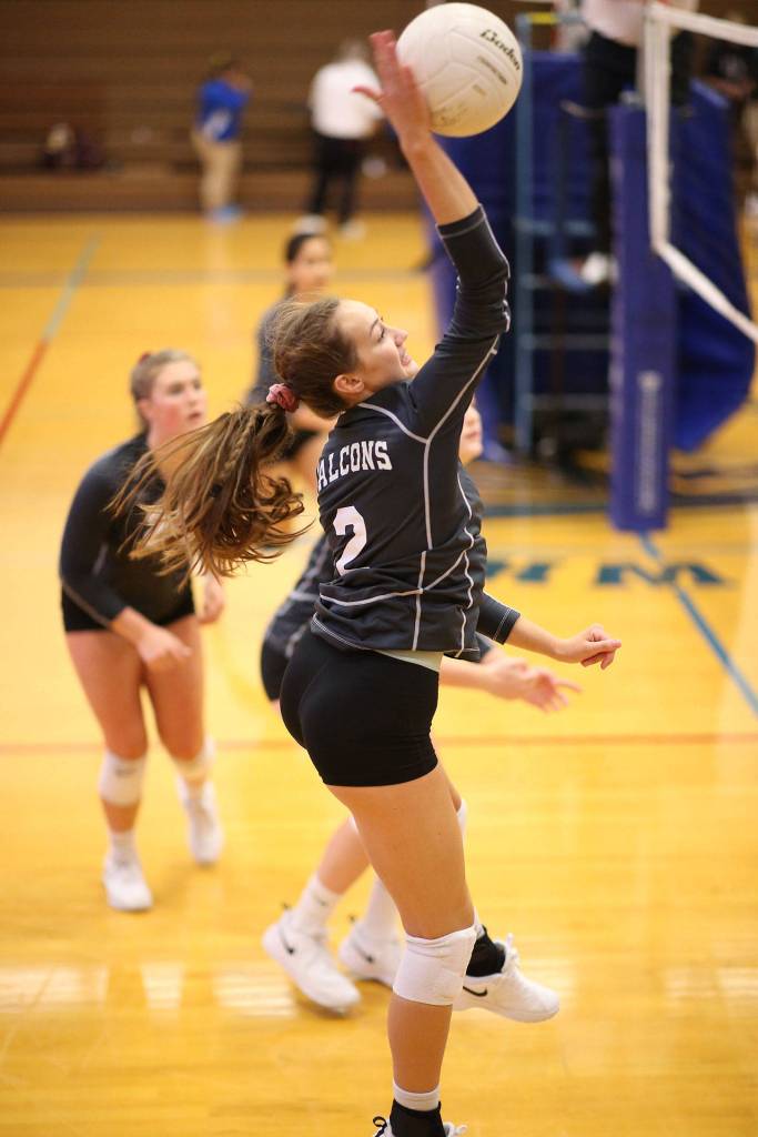 Alyssa Ludtke goes for a kill in Saturdays match.(Photo by John Fisken)