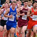 South Whidbeys Michael Cepowski (1411) runs with the pack during Saturdays meet. (Photo by Karen Swegler)