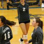 Alyssa Ludtke celebrates a South Whidbey point.(Photo by Jim Waller/South Whidbey Record)