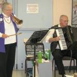 <em>Barbara Carr leads the Fun Band in Bayview. Randy Bradley plays accordion.</em>