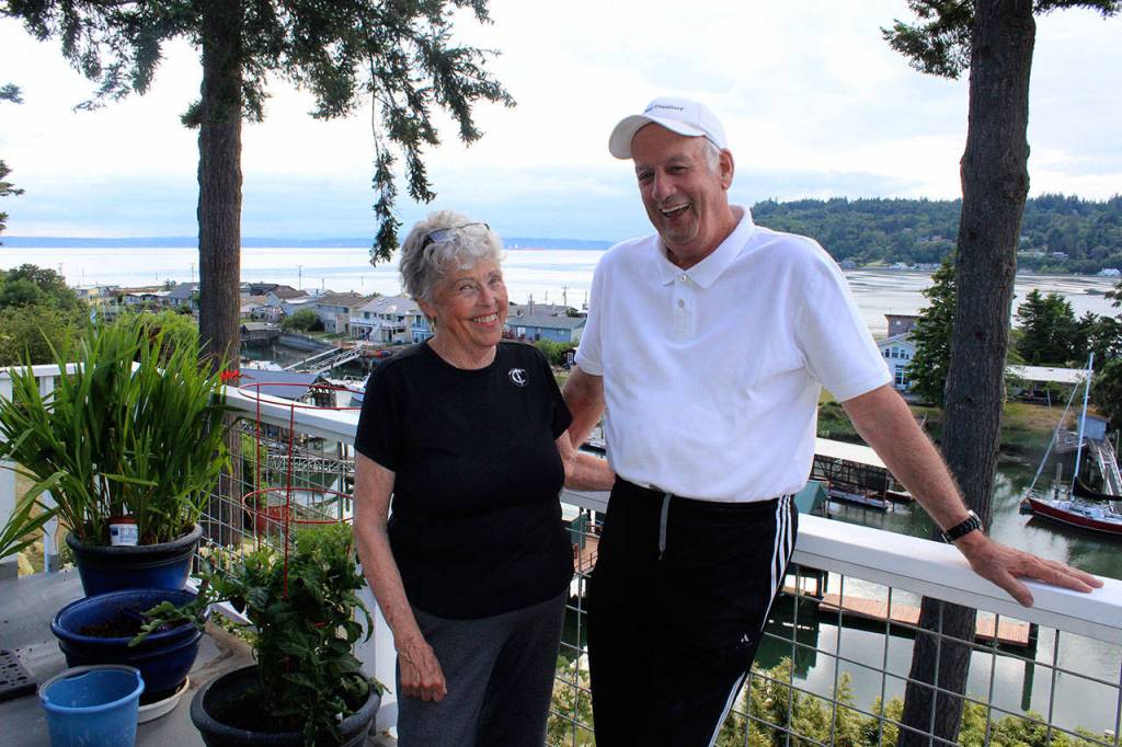 From the patio of Kathy Parks and Harry Sloan, the boats and homes along the Cultus Bay canal are seen.