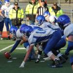 South Whidbey get ready to run a play in Fridays game with Meridian.(Photo by Jim Waller/South Whidbey Record)