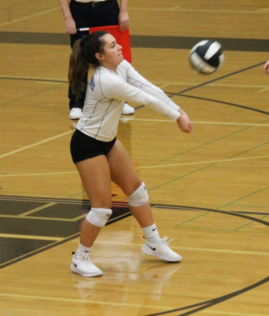 Angelina Wilson passes in the win over Northwest.(Photo by Jim Waller/South Whidbey Record)