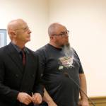 Photo by Jessie Stensland / Whidbey News Group                                Lewis Cox appears in court Friday with attorney Steve McKay. Cox pleaded guilty to child porn charges.