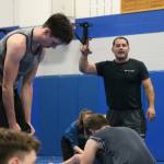 Coach Robbie Bozin instructs his team during practice earlier this season. (Photo by Jim Waller/South Whidbey Record)