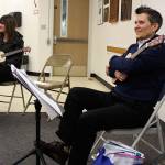 Quinn Fitzpatrick leads a Guitars in the Classroom session with staff from South Whidbey Elementary School.