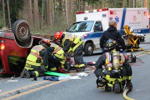 Woman injured in Central Whidbey crash