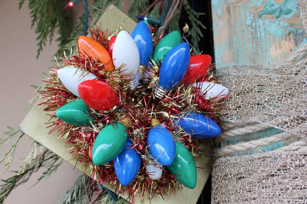 Recycled Christmas lights used for a decoration at Wish by the Sea.