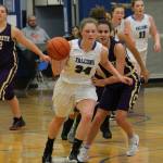 After a steal, Emma Hodson heads to the hoop for a breakaway bucket.(Photo by Jim Waller/South Whidbey Record)