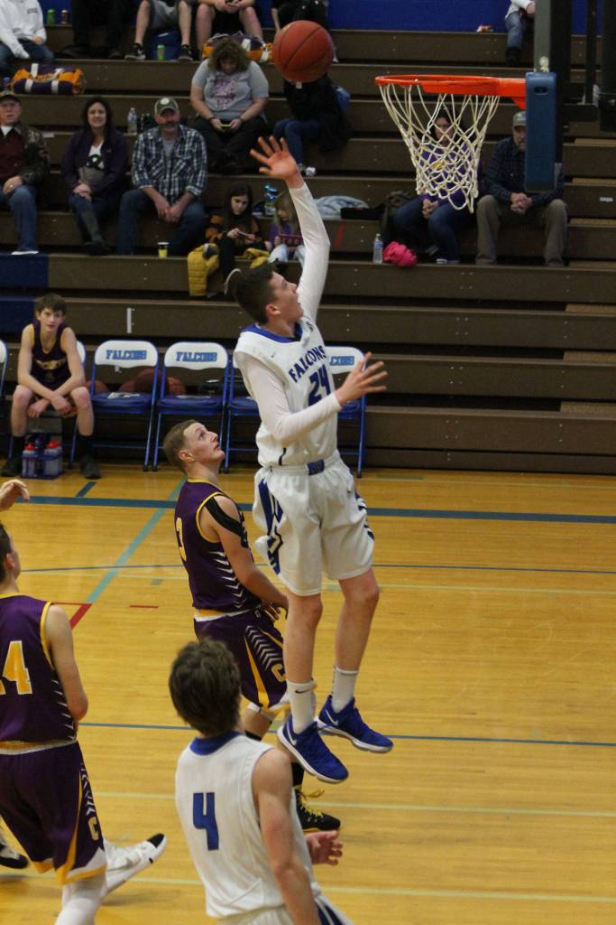 Sterling Patton takes the ball to the hole.(Photo by Jim Waller/South Whidbey Record)