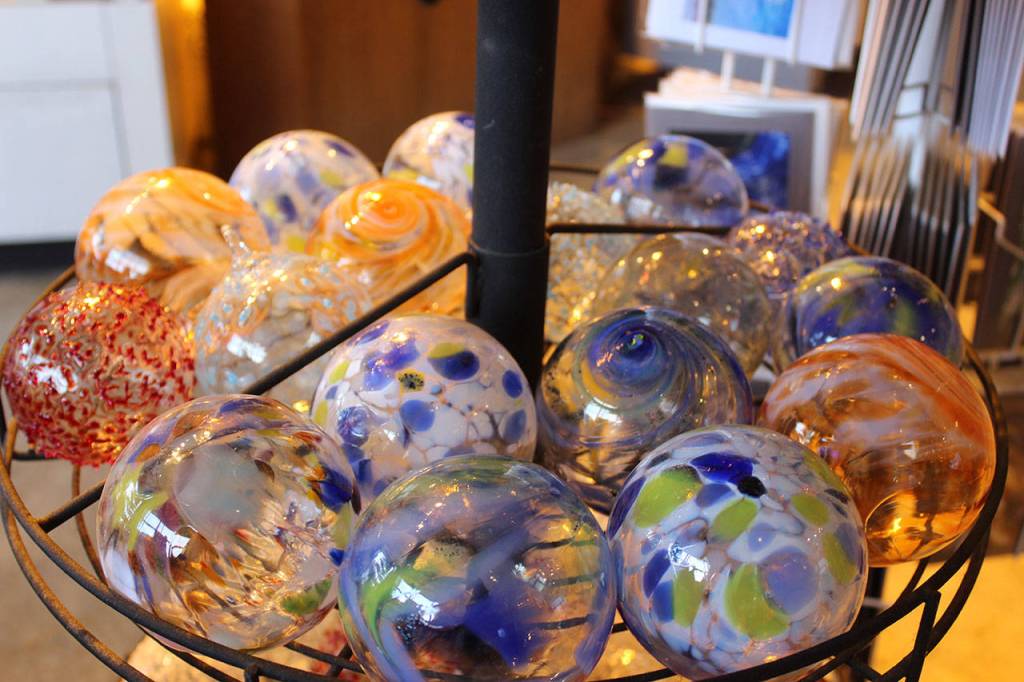 Sea floats on display at Callahans Firehouse Studio and Gallery.