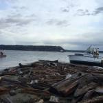 A boat washed ashore last week at Sandy Point.                                Photo provided.