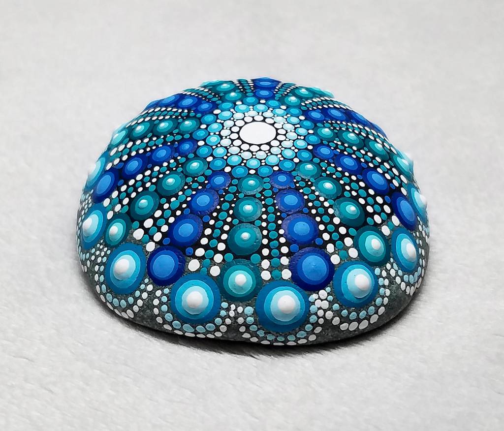 Prices range from $18 to $145 for mandala stones made by Renee Boyce.